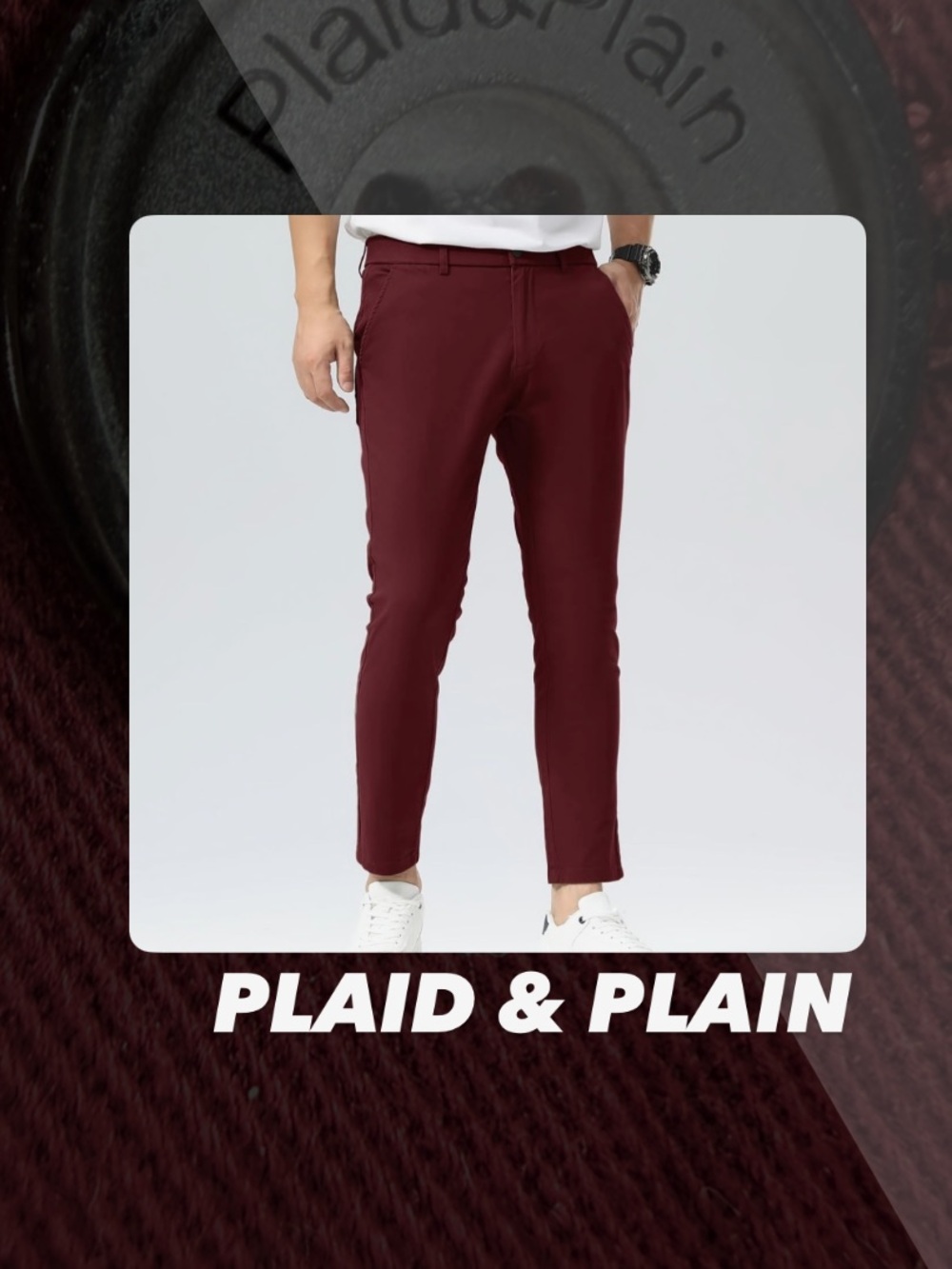 EUC Plaid & Plain Skinny Fit Chino Pants